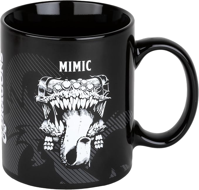 Cana Konix Dungeons & Dragons 320 ml Mimic Ceramic, alb/negru - imagine 3